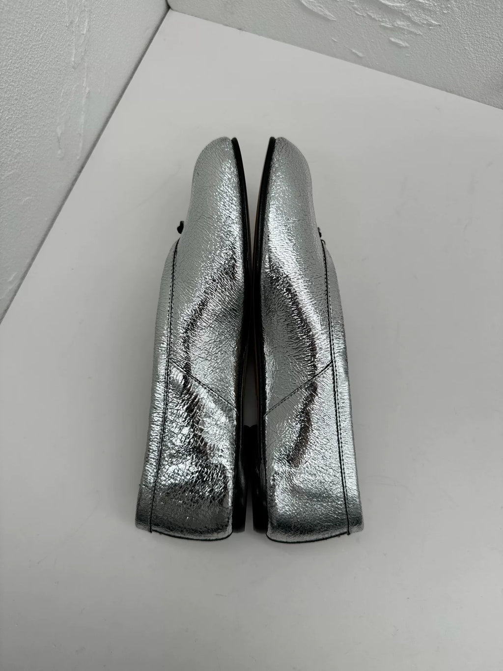 Maison Margiela Silver Cracked Calfskin Tabi Flats