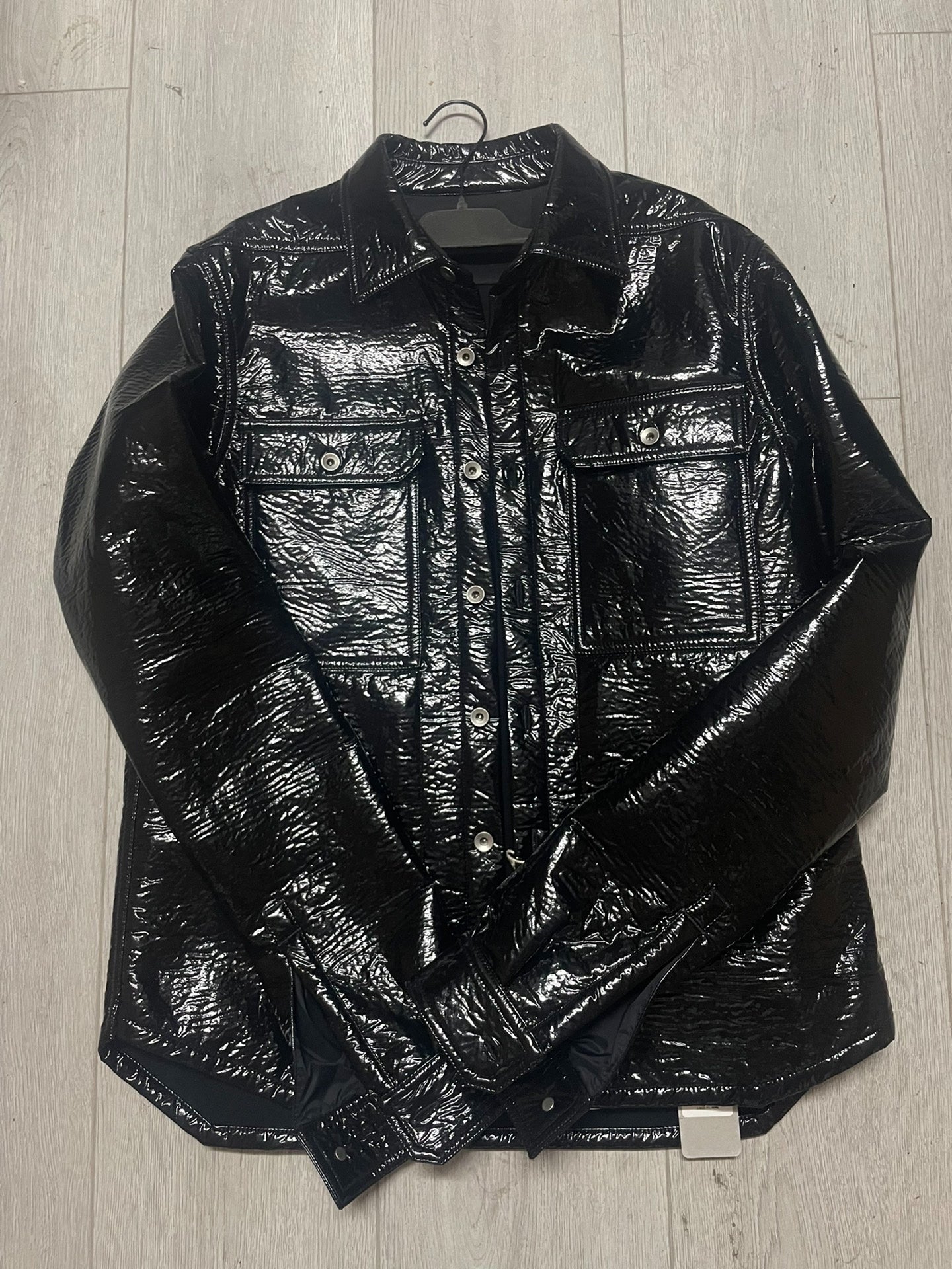 Rick Owens coated fabric varnish effect shirt jacket