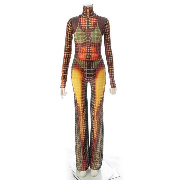 Jean Paul Gaultier Cyber Polka Dot Mesh Jumpsuit