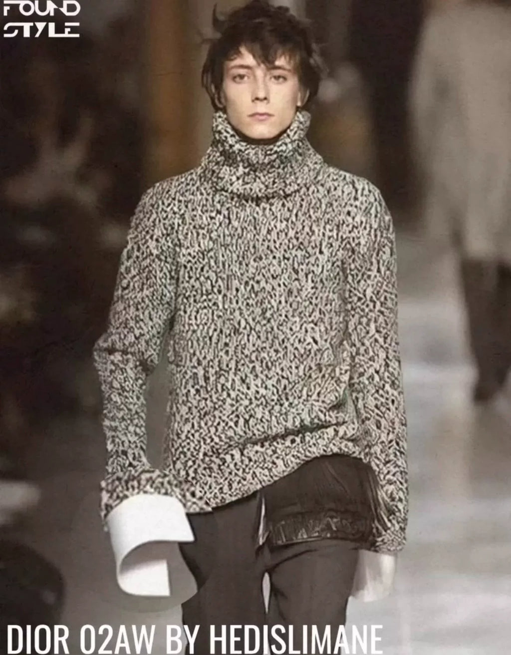 Saint Laurent Slp17fw Black White Turtleneck Sweater