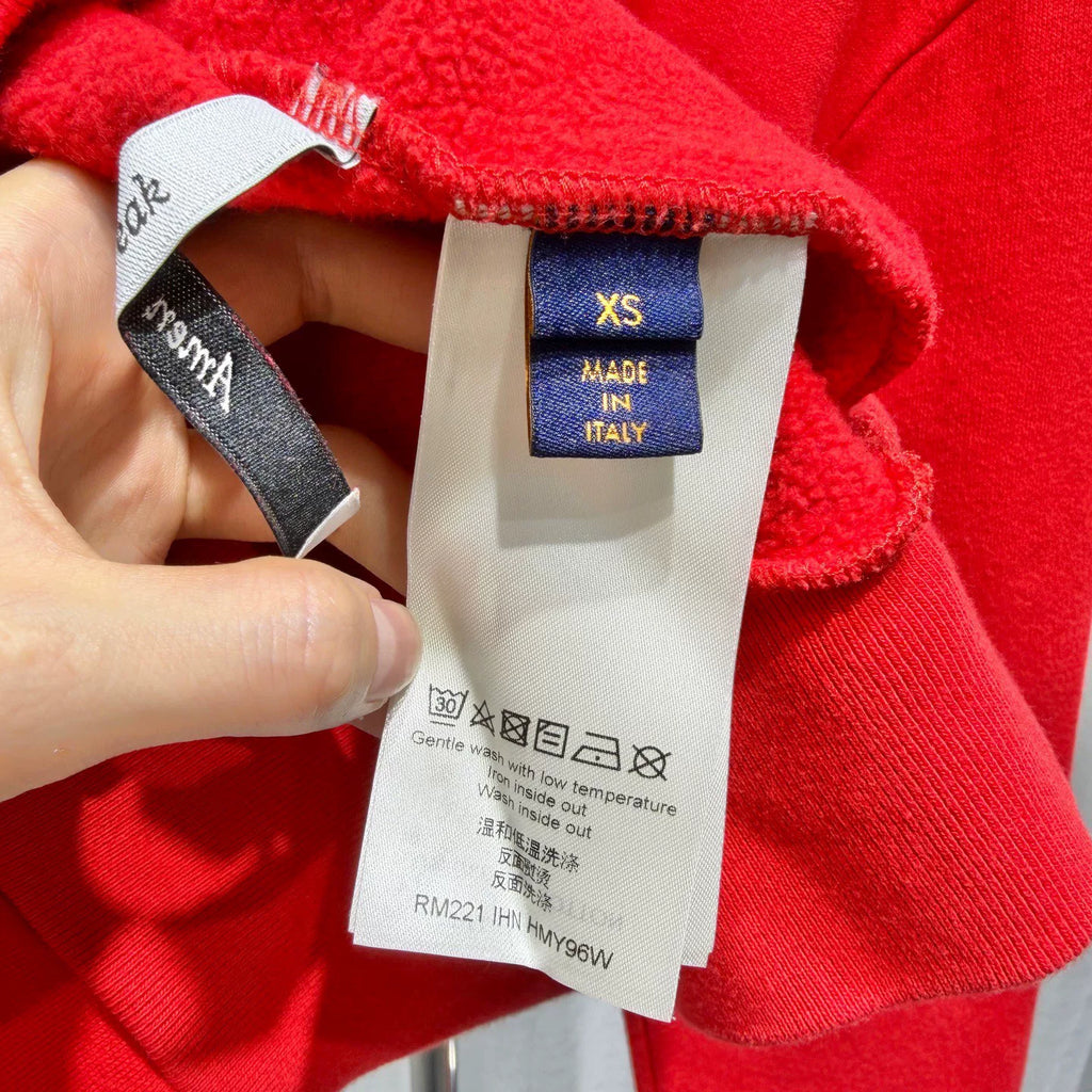 Louis Vuitton Runway Print Logo Cotton Red Hoodie