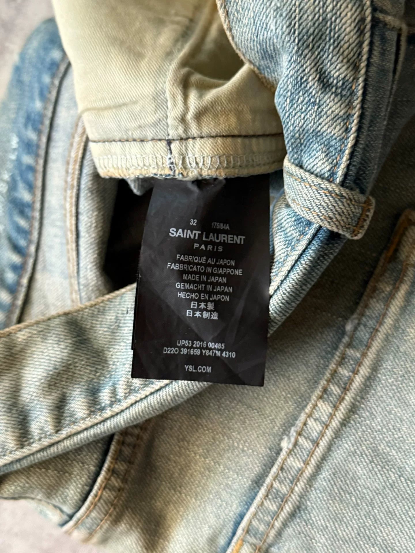 Saint Laurent Paris 16AW D02 Hedi Slimane Blue Distressed Denim Jeans by Hedi Slimane