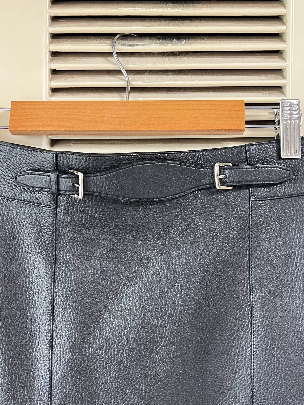 Hermes Herschel Black Leather Skirt