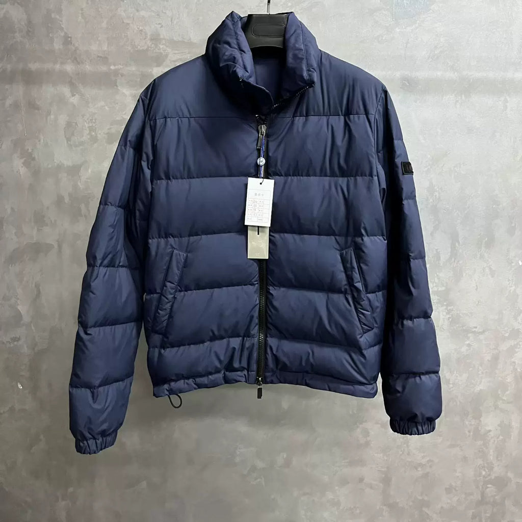 Dior Navy Blue Quilted Stand-Collar Down Jacket