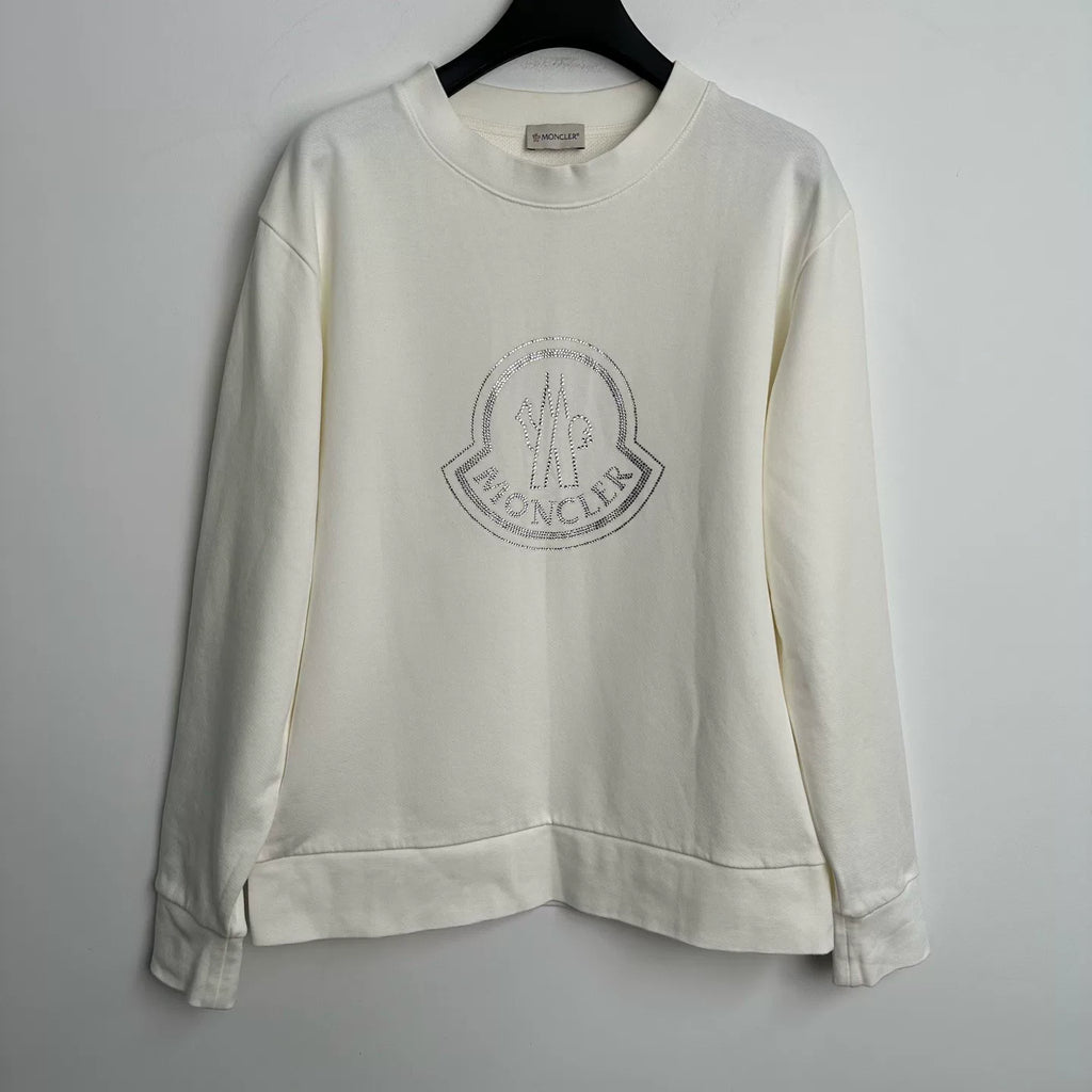 Moncler Crystal Logo Oversized Crew Neck Sweatshirt
