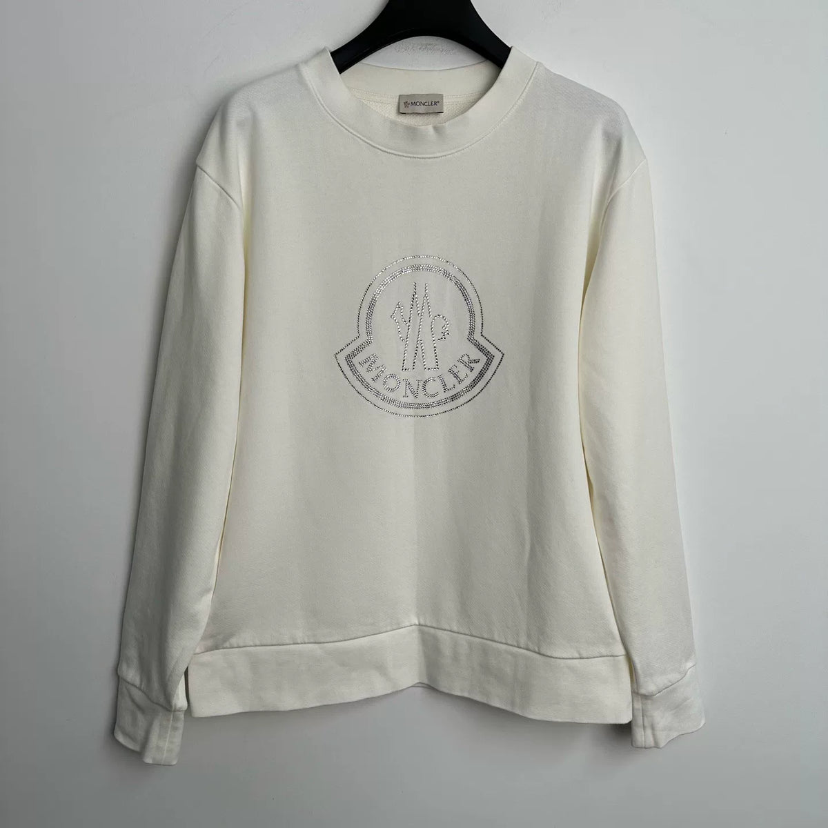 Moncler Crystal Logo Oversized Crew Neck Sweatshirt