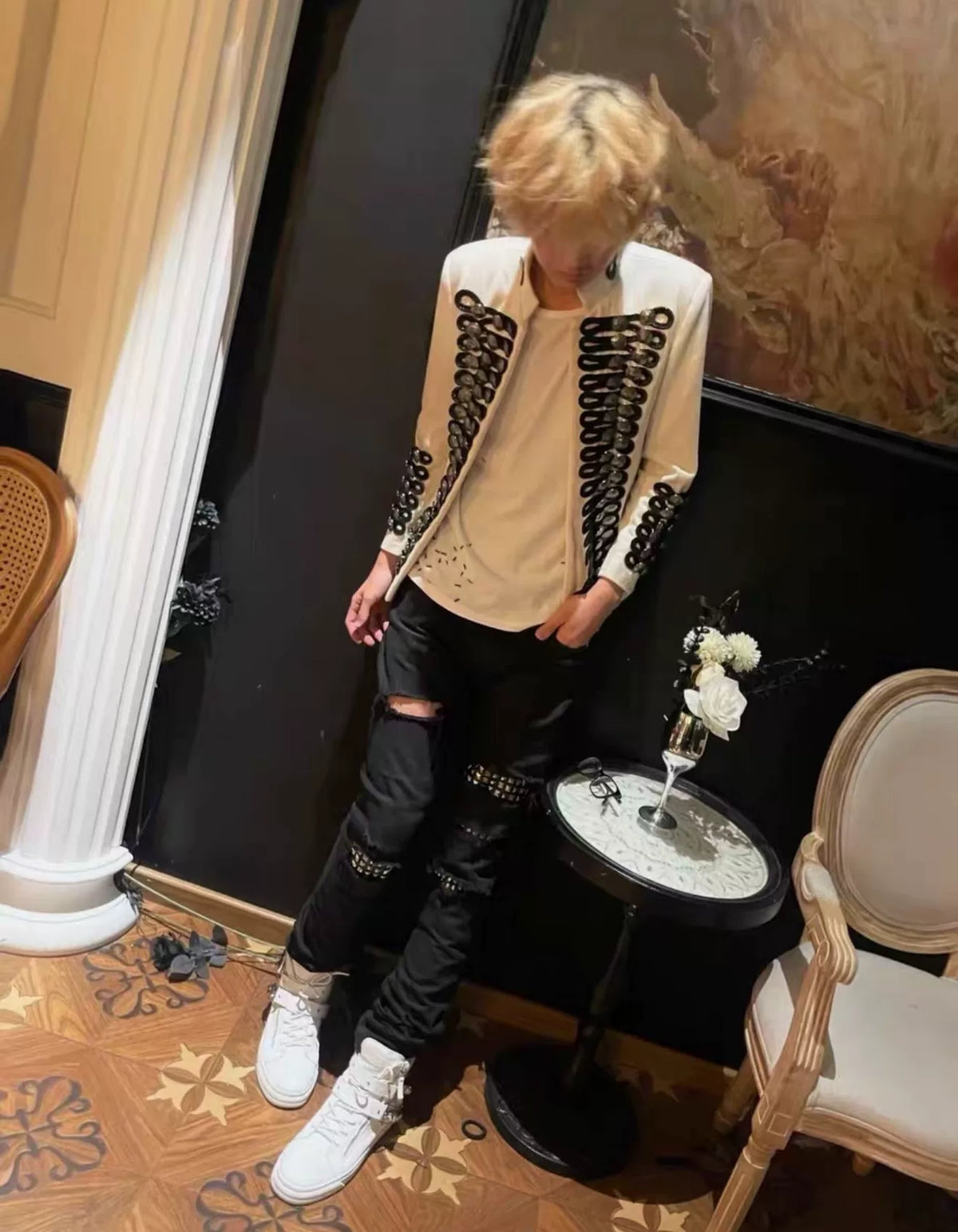 Saint Laurent D02 Black Rivet Distressed Denim Trousers by Hedi Slimane