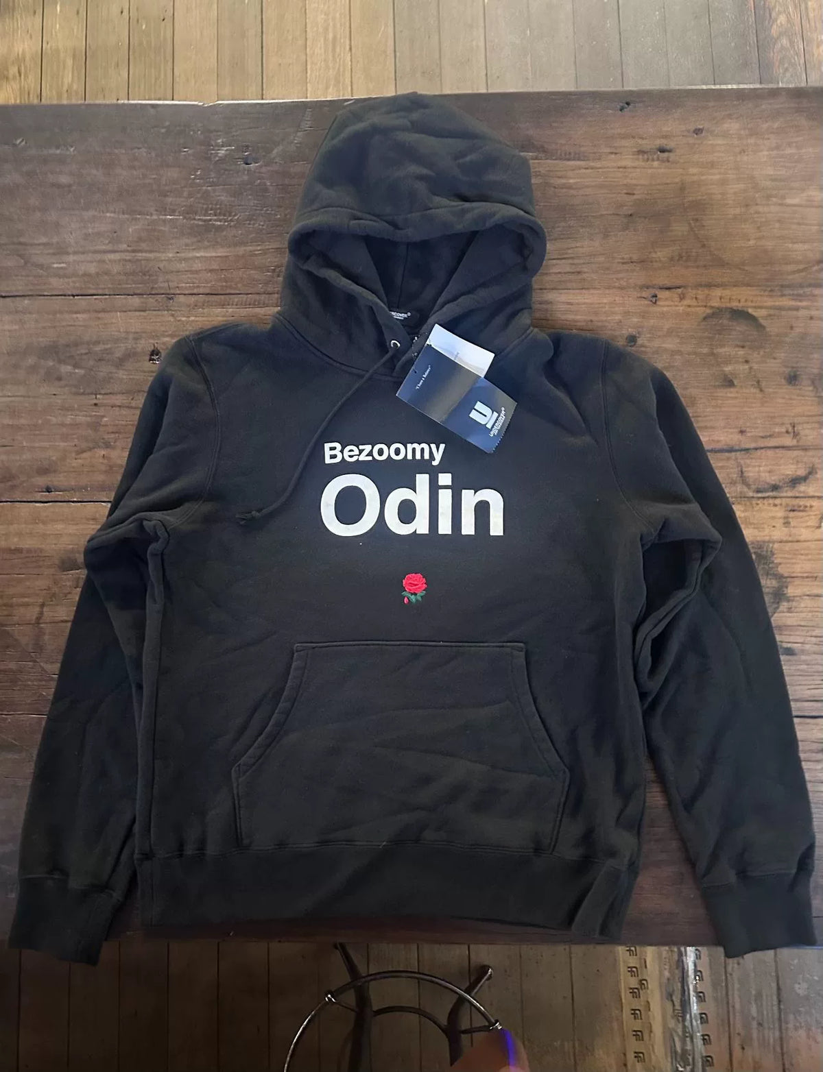 Undercover FW19 Black Red Rose Embroidered Hooded Sweater