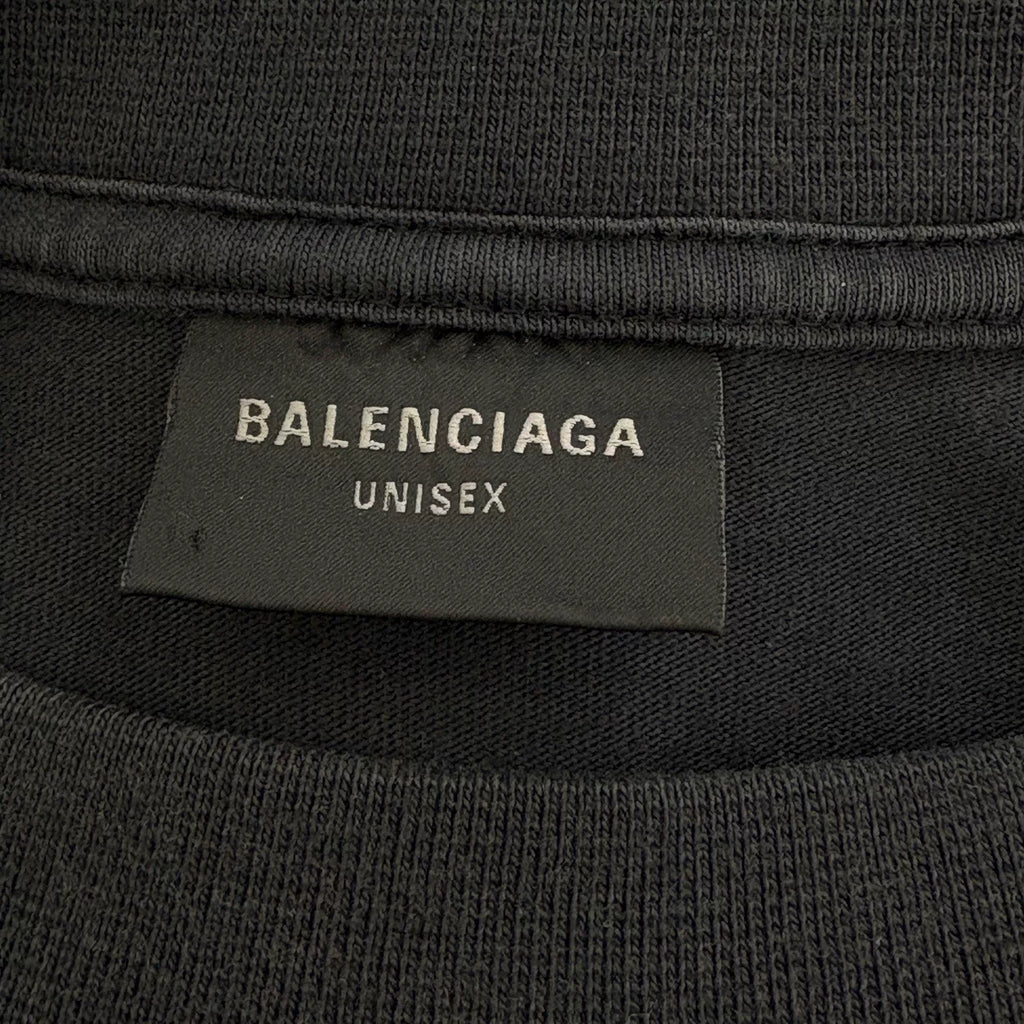 Balenciaga Dark Grey Coconut Graffiti Logo Print Short Sleeve Top