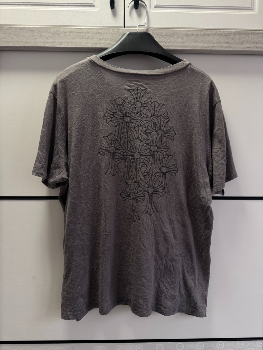 Chrome Hearts Charcoal V-Neck Short Sleeve Top