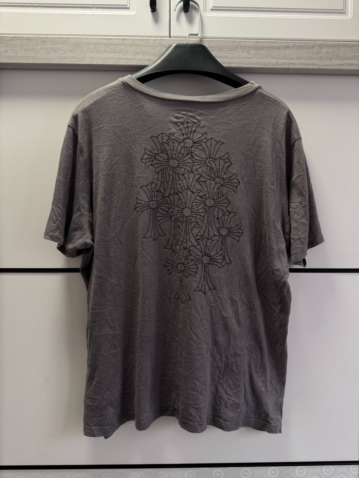 Chrome Hearts Charcoal V-Neck Short Sleeve Top