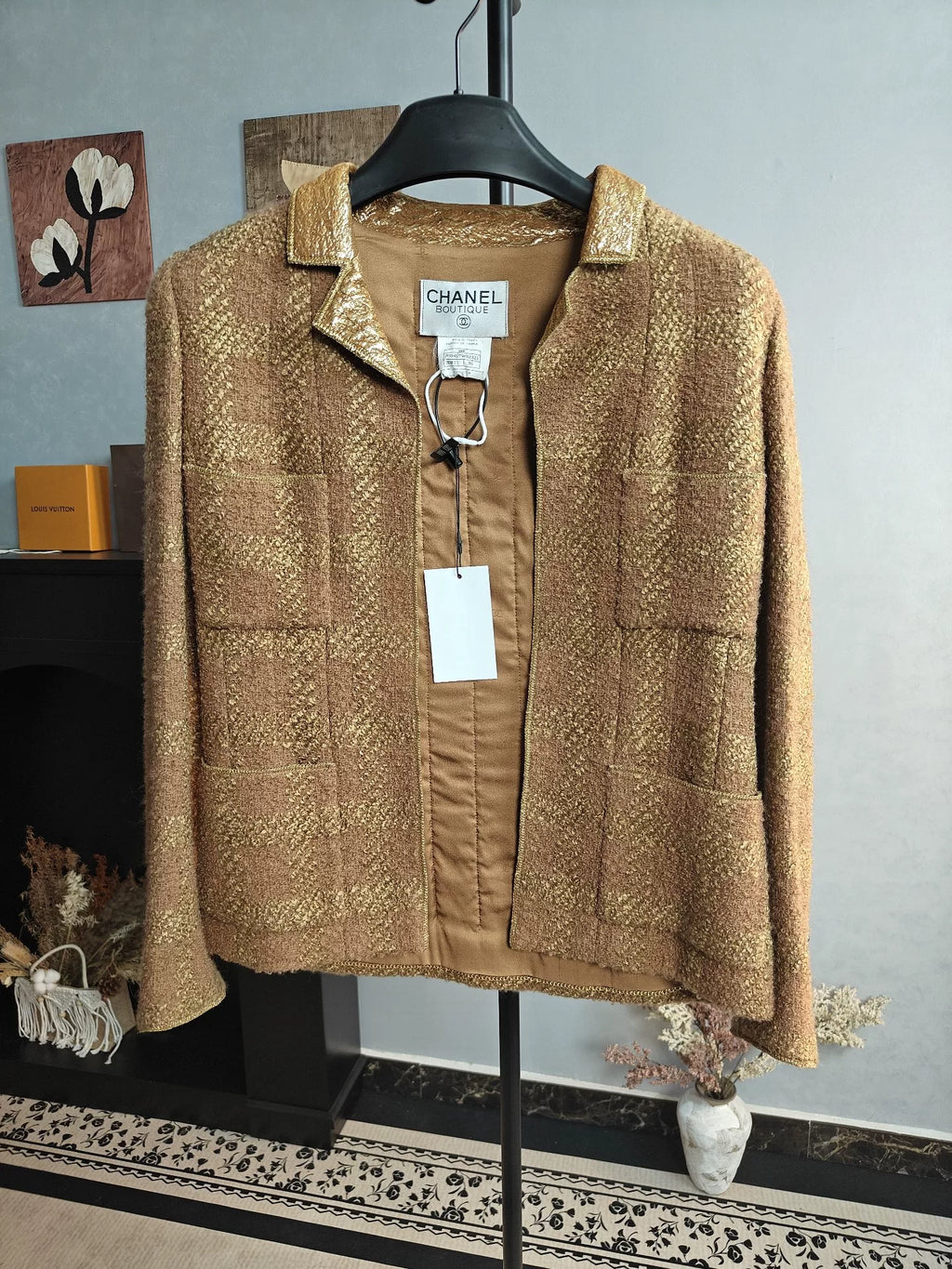 Chanel Gold Brown Gem Button Jacket