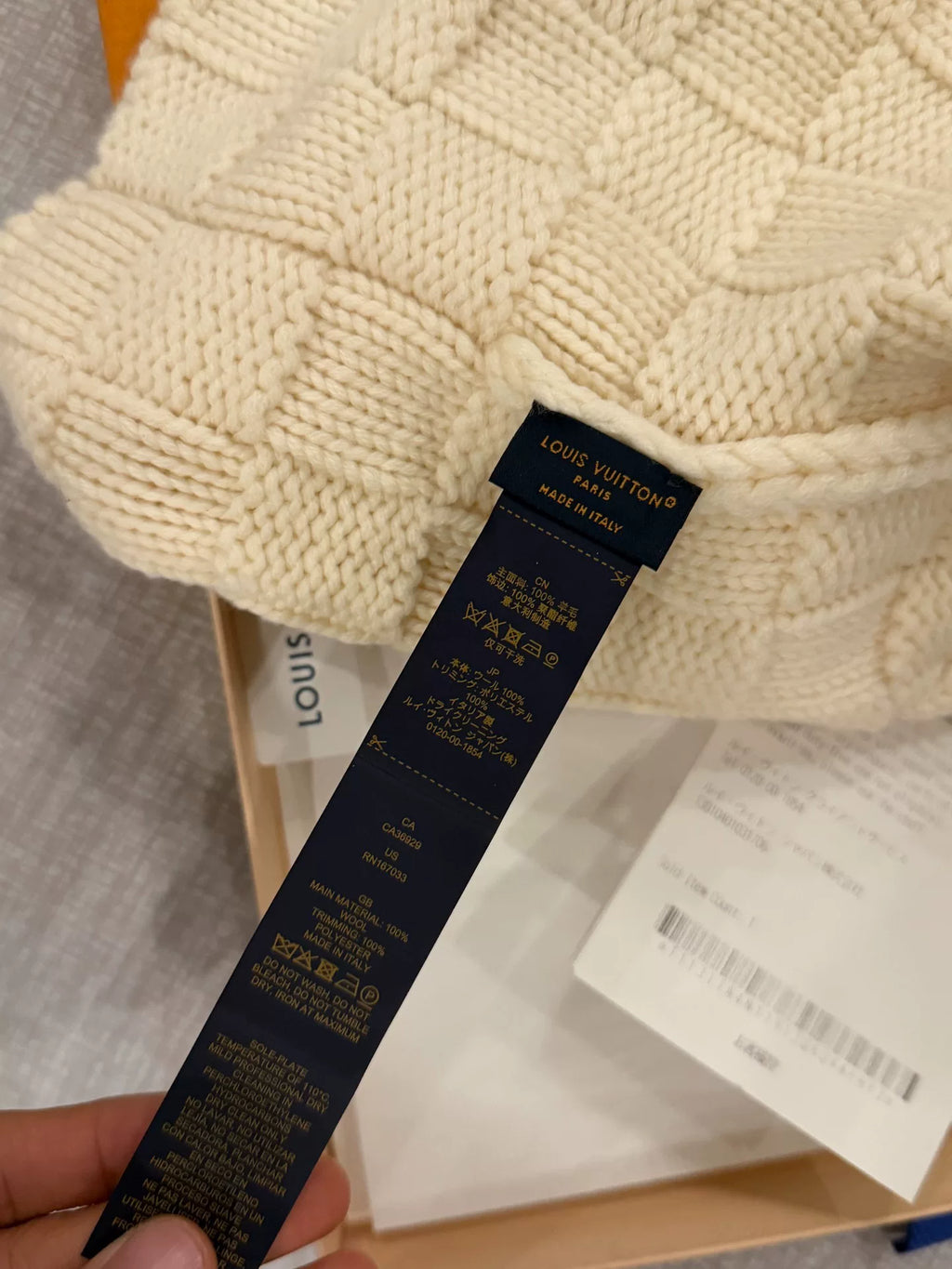 Louis Vuitton White Checkerboard Beanie