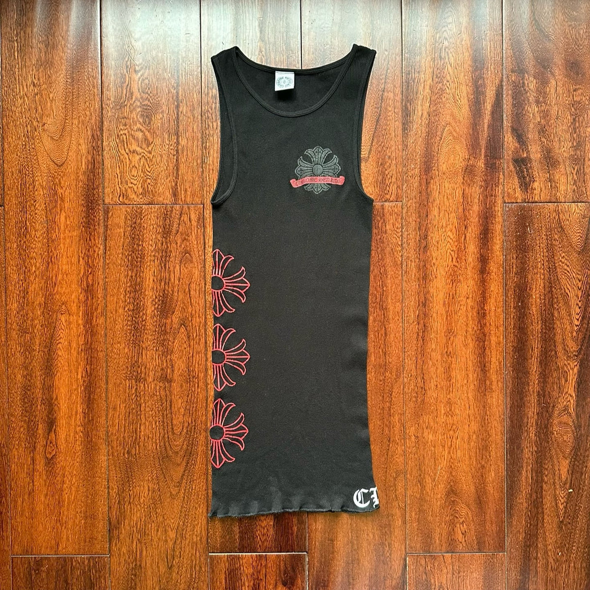 Chrome Hearts Black and Red Scroll Large Cross Flower Horseshoe Vest 90s