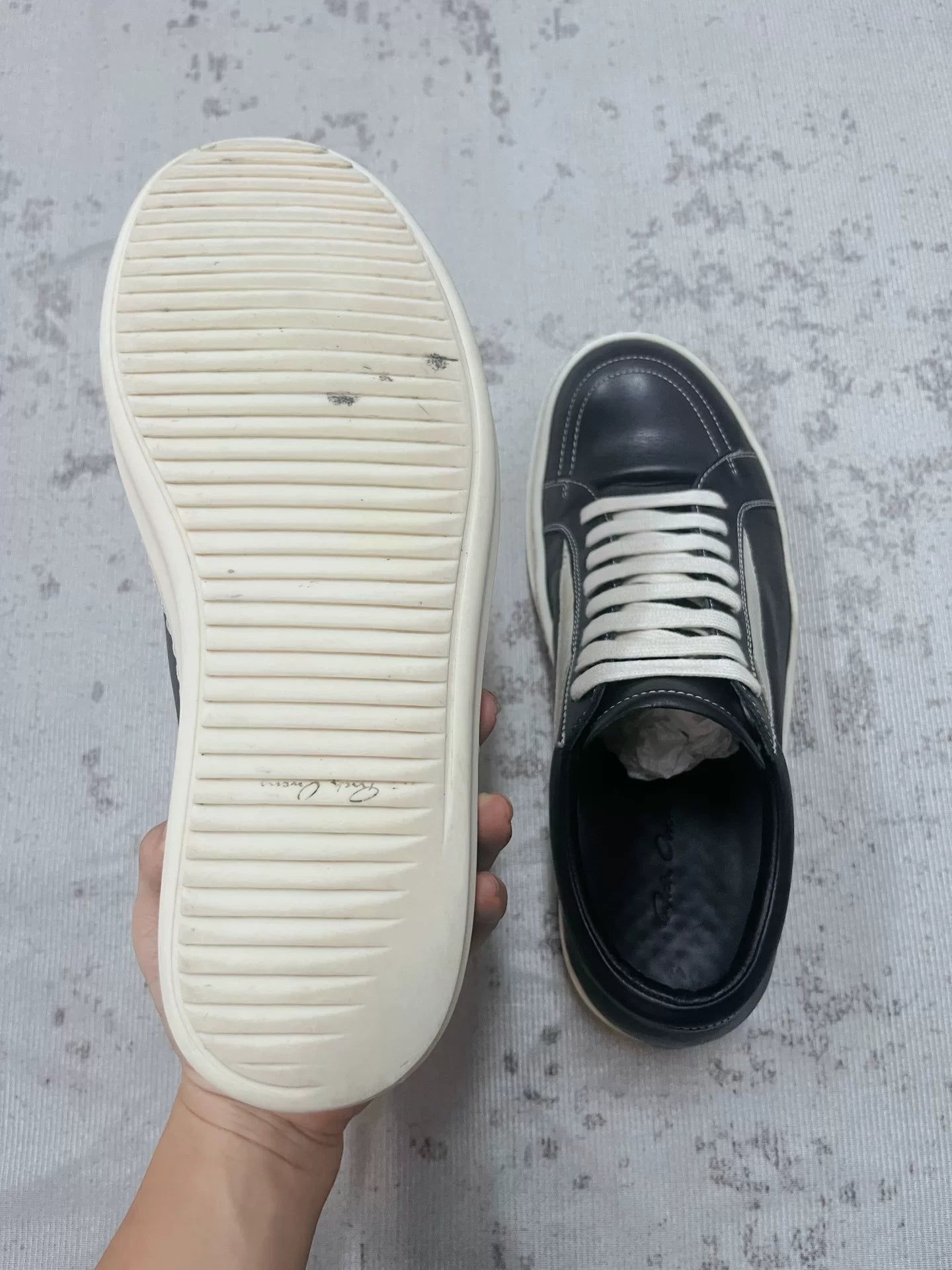 Rick Owens Leather Panelled Sneakers | Black
