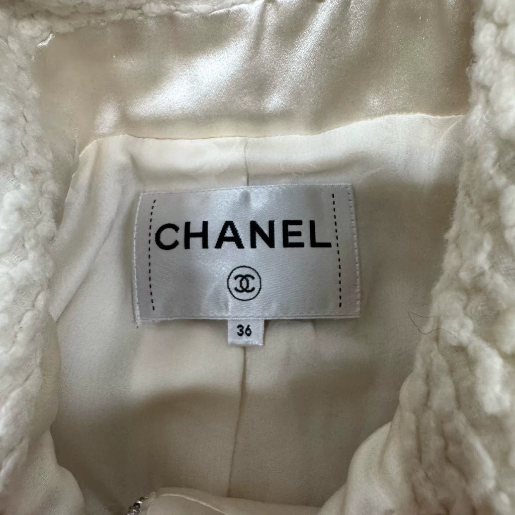 Chanel Silver Trim Wool Coat