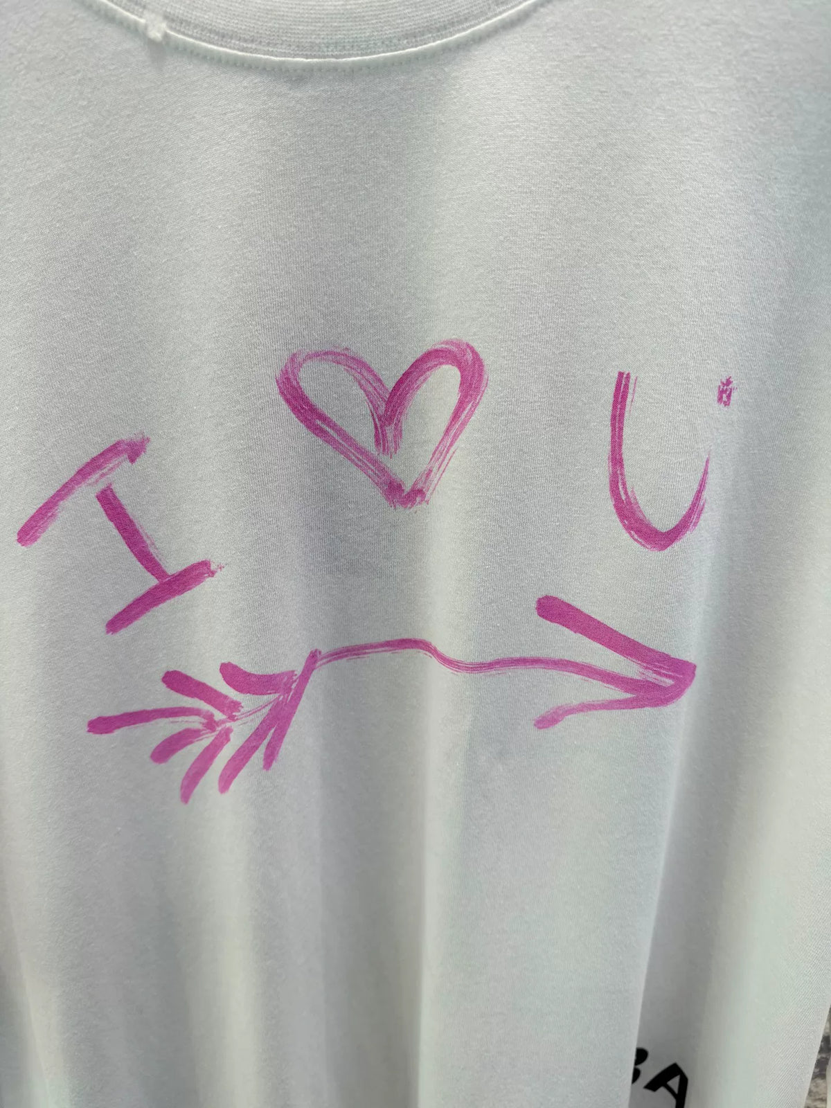 Balenciaga Pink I Love U Print Short Sleeve T-Shirt