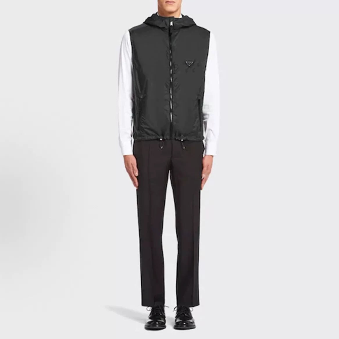 Prada Blue Triangle Logo Collared Nylon Vest