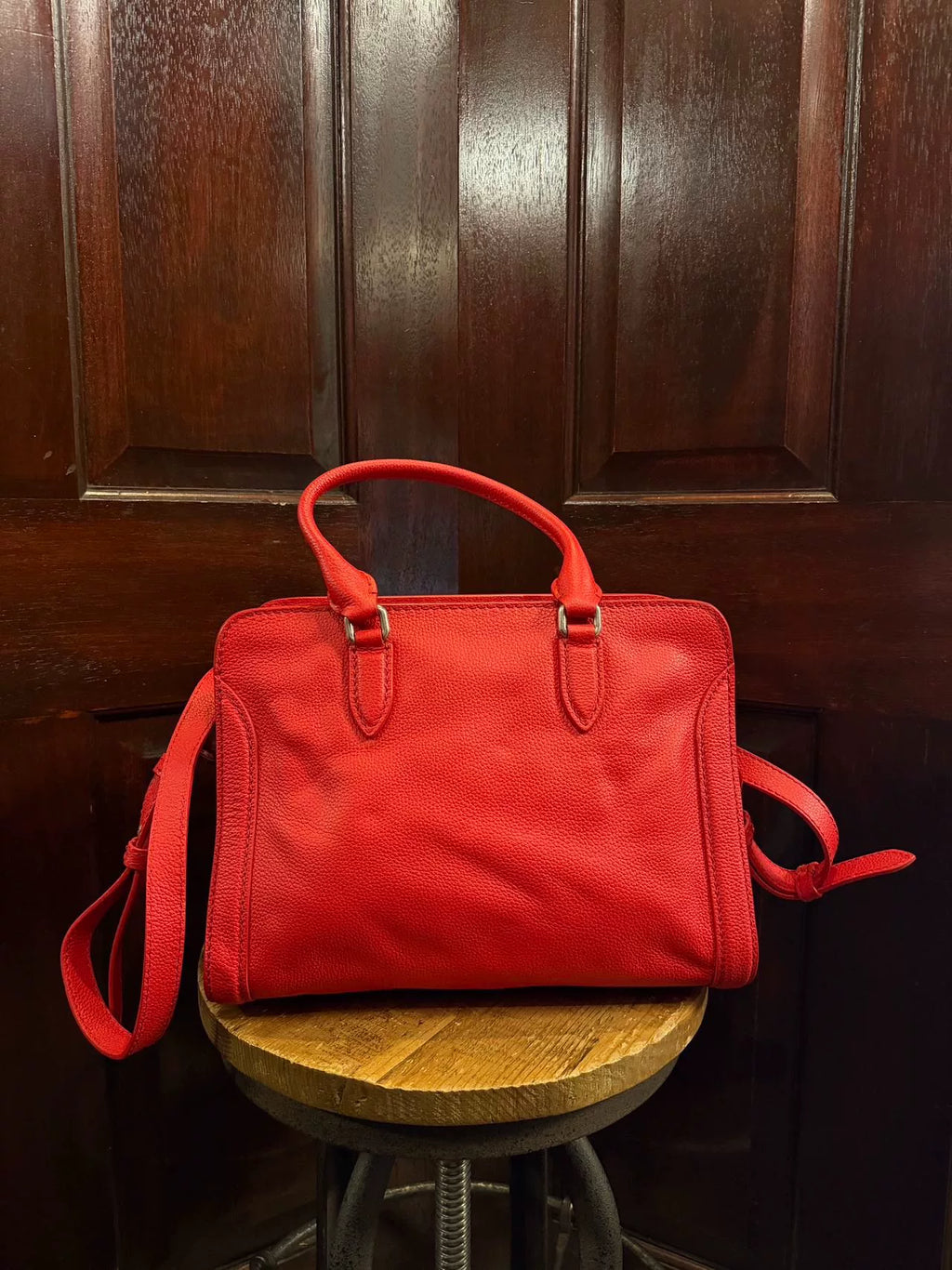 Alexander McQueen Red Skull Padlock Zip Bag