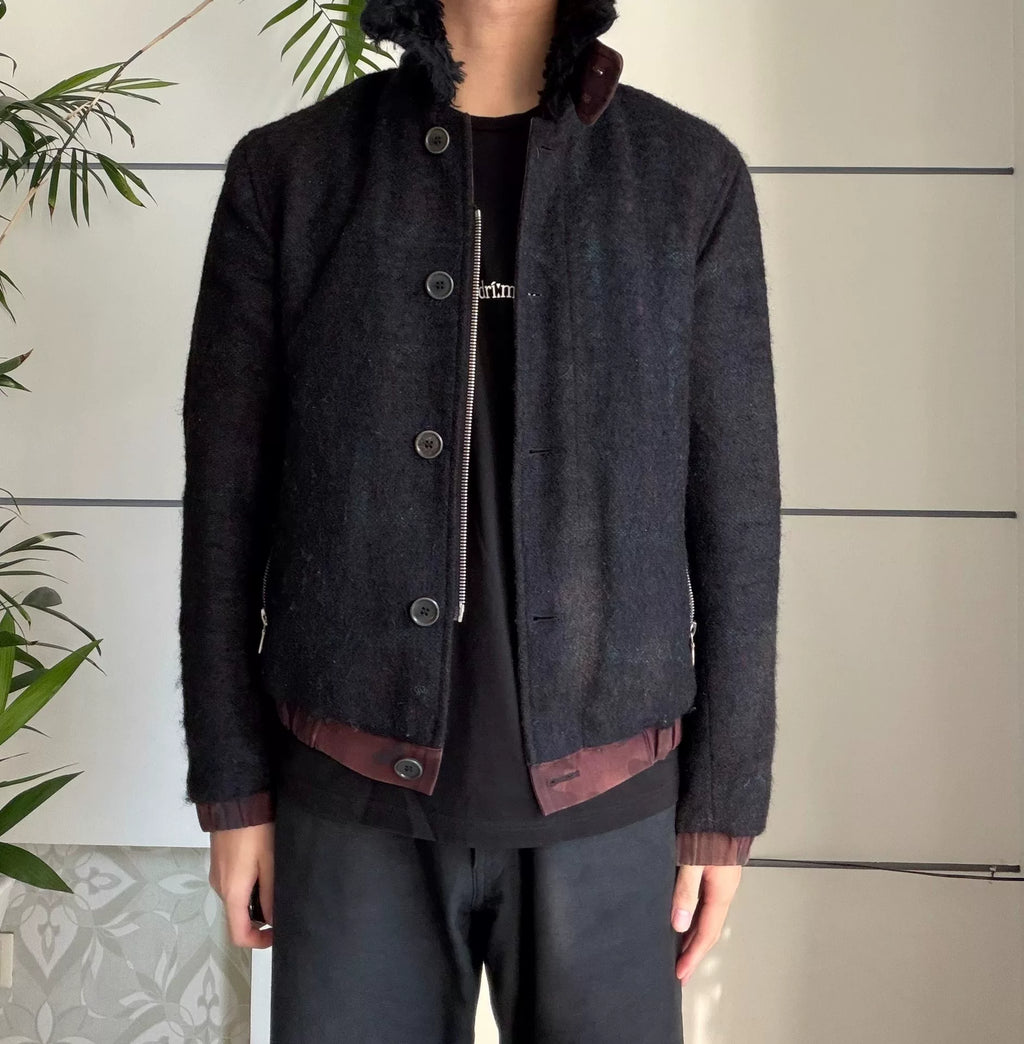 Dries Van Noten FW14 Wool Camel Mohair Plaid Collared Jacket