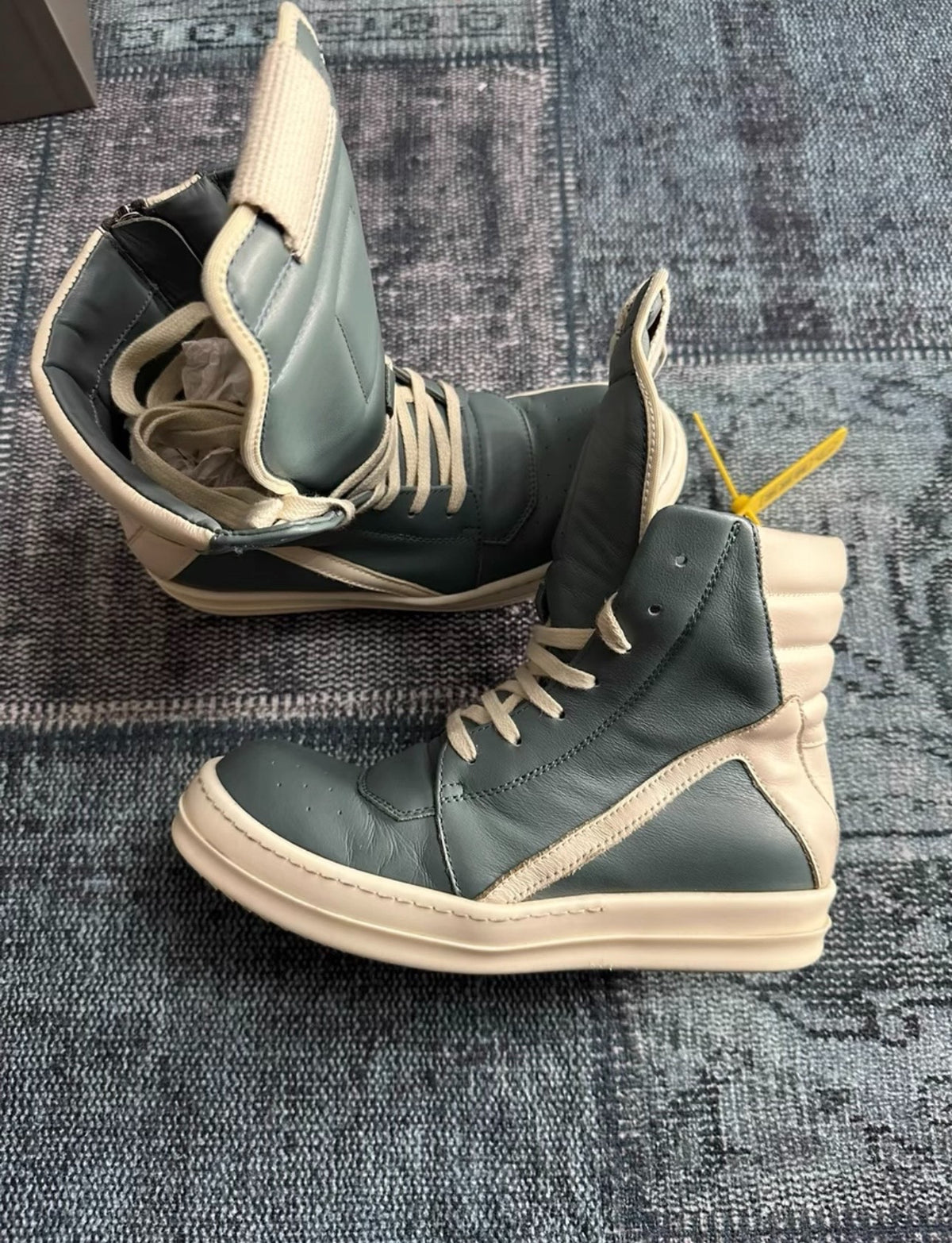 Rick Owens Inverted-Triangle Haze Blue Sneakers