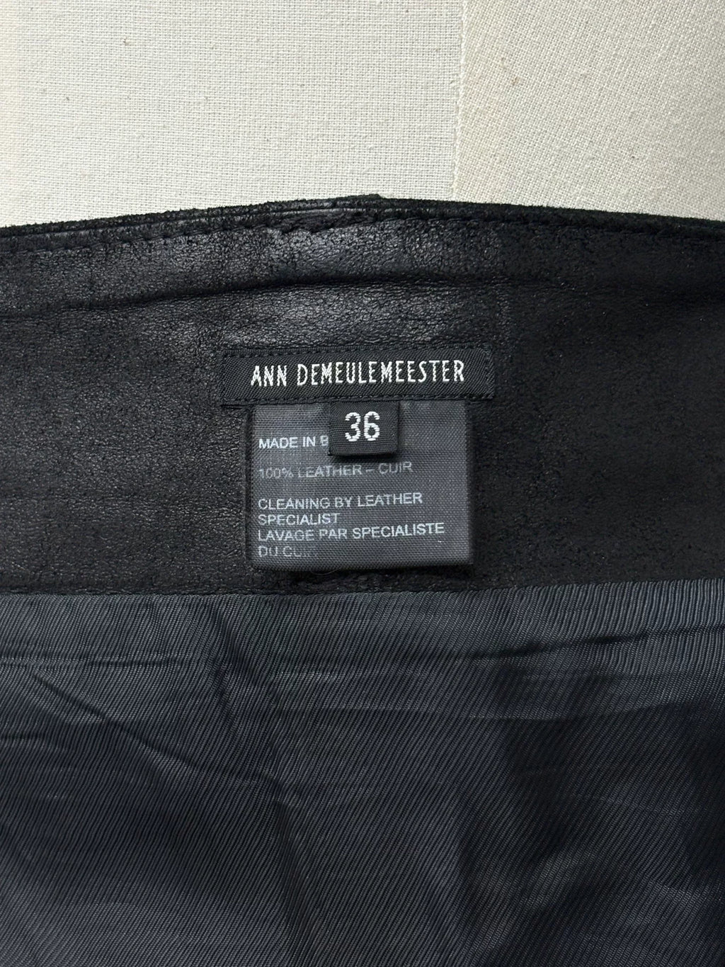 Ann Demeulemeester SS03 Black Burnt Lambskin Strap Skirt