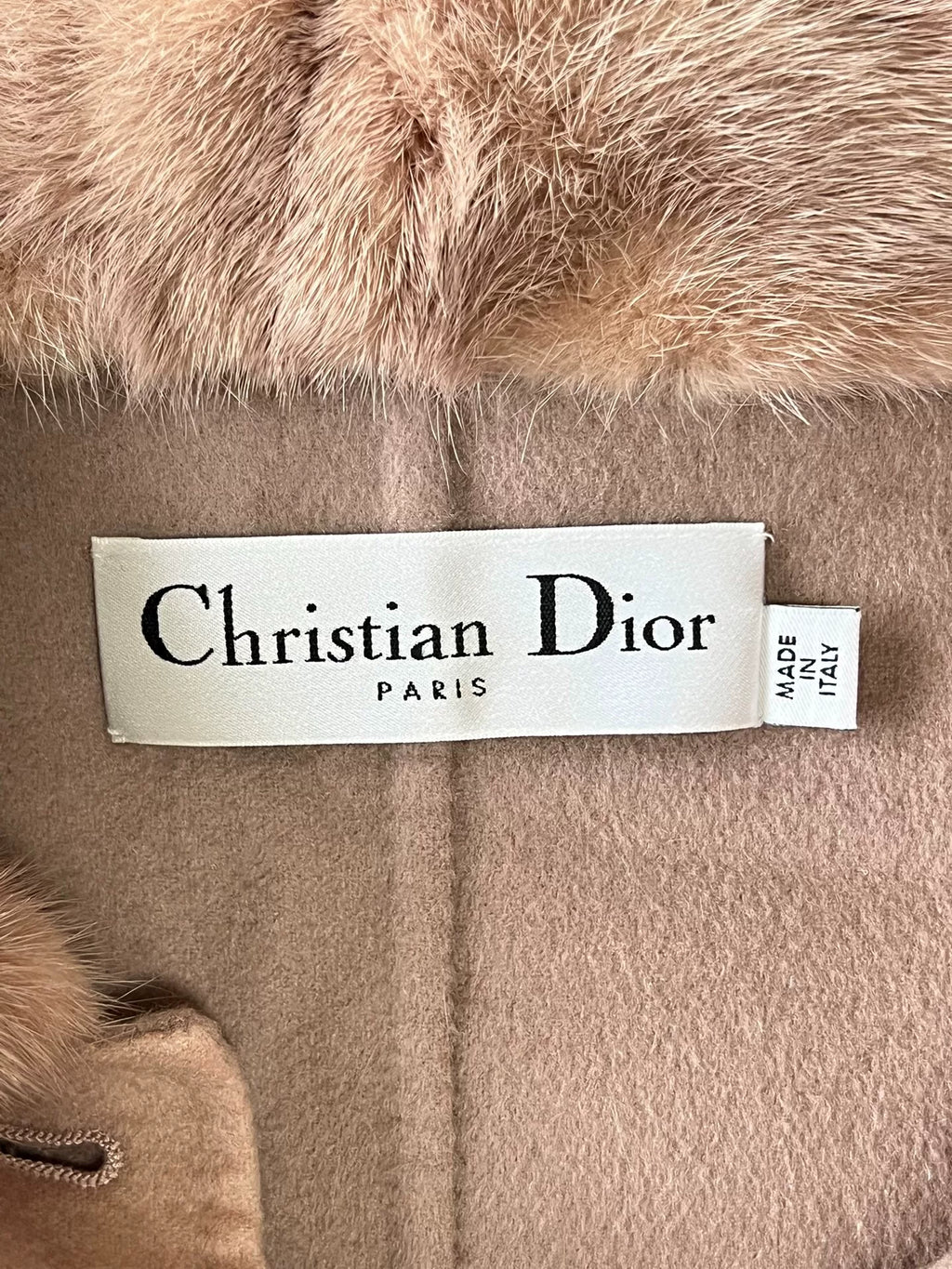 Dior Color-Block Fur-Collar Cashmere Coat