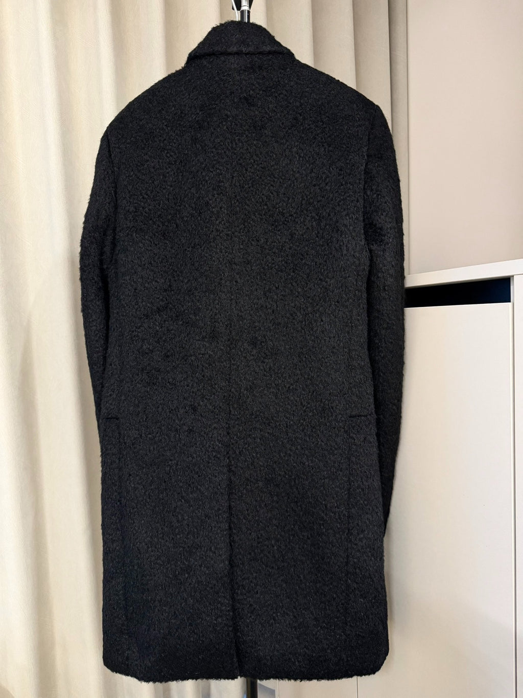 Saint Laurent FW18 Black Gold Button Double-Breasted Wool Coat