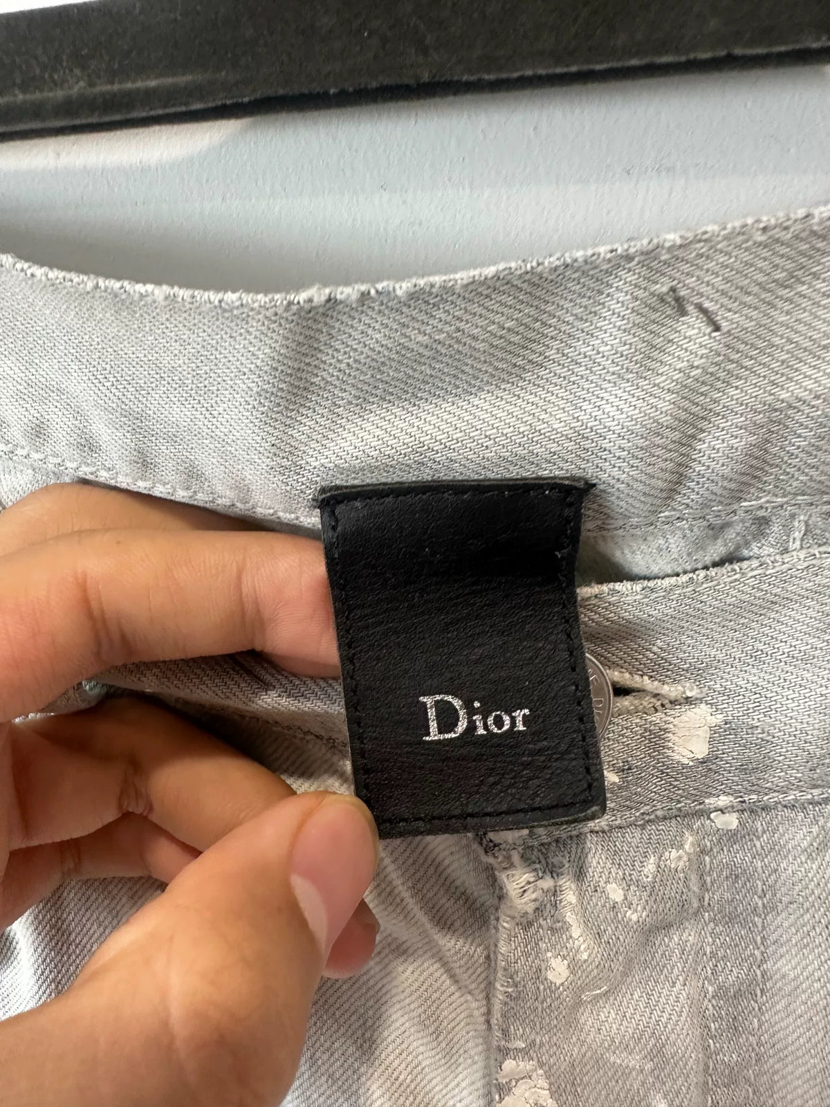 Dior Homme 06 Light Blue White Lacquer Distressed Denim Jeans