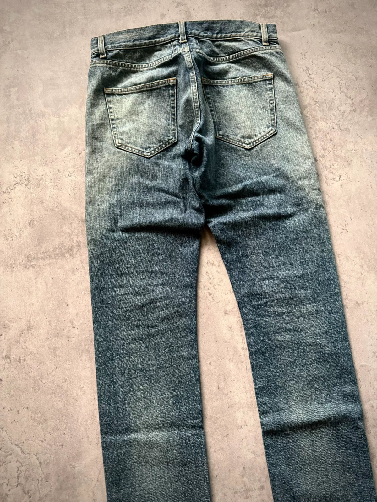 Saint Laurent Paris 16SS D02 Blue Washed Distressed Jeans by Hedi Slimane