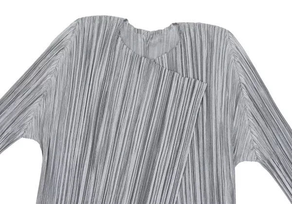 Issey Miyake Vintage Grey Metallic Pleated Cardigan