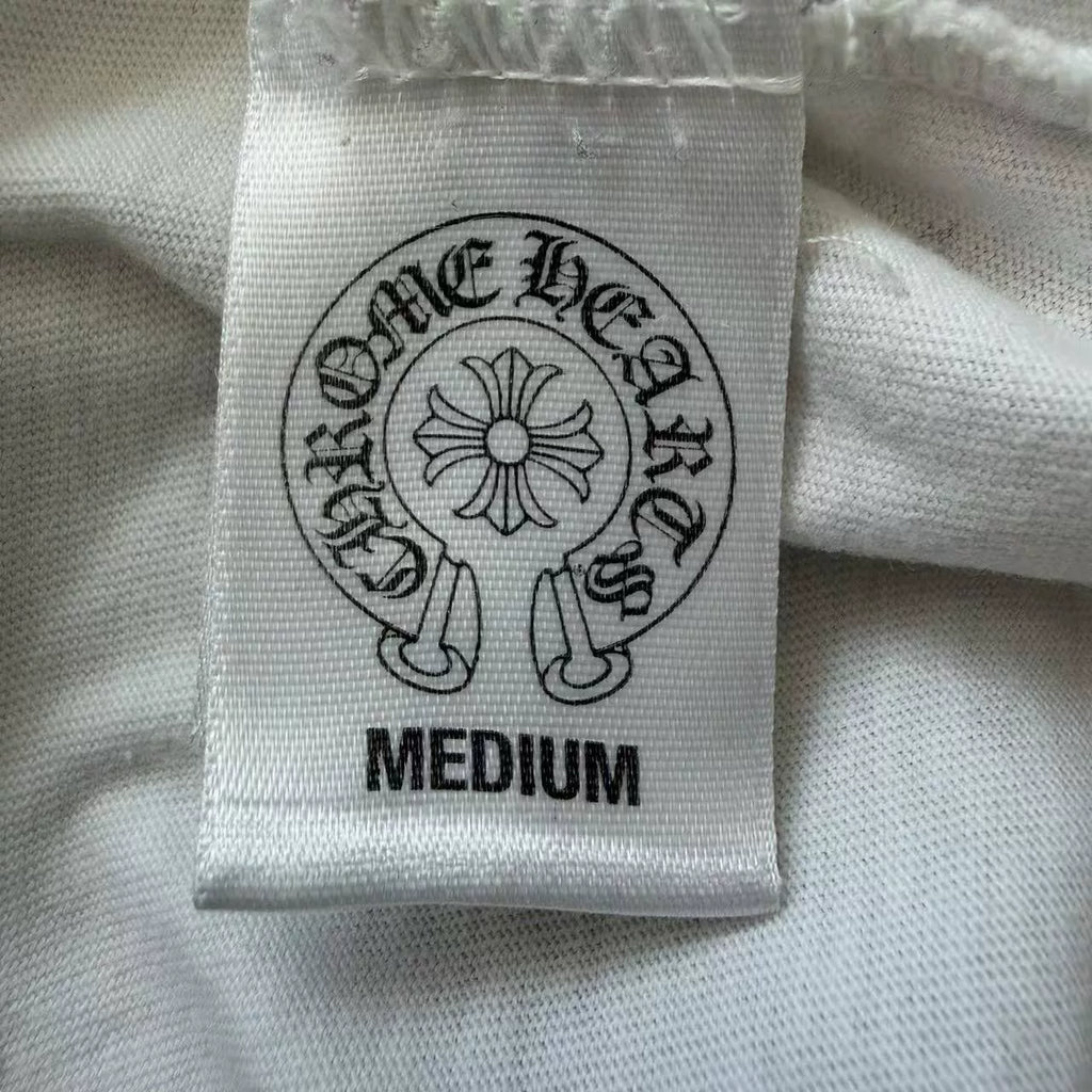Chrome Hearts White Three Crosses Horseshoe Print Long Sleeve Top