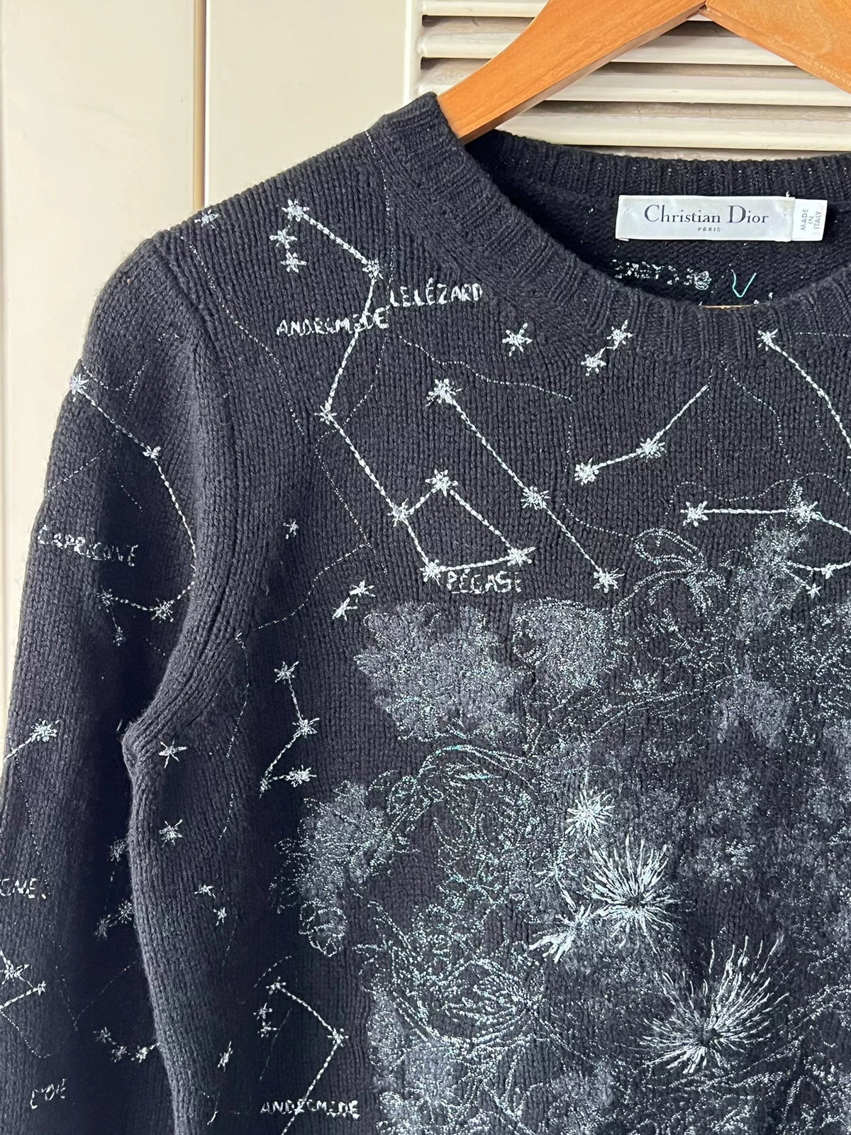 Dior Embroidered Constellation Black Cashmere Sweater