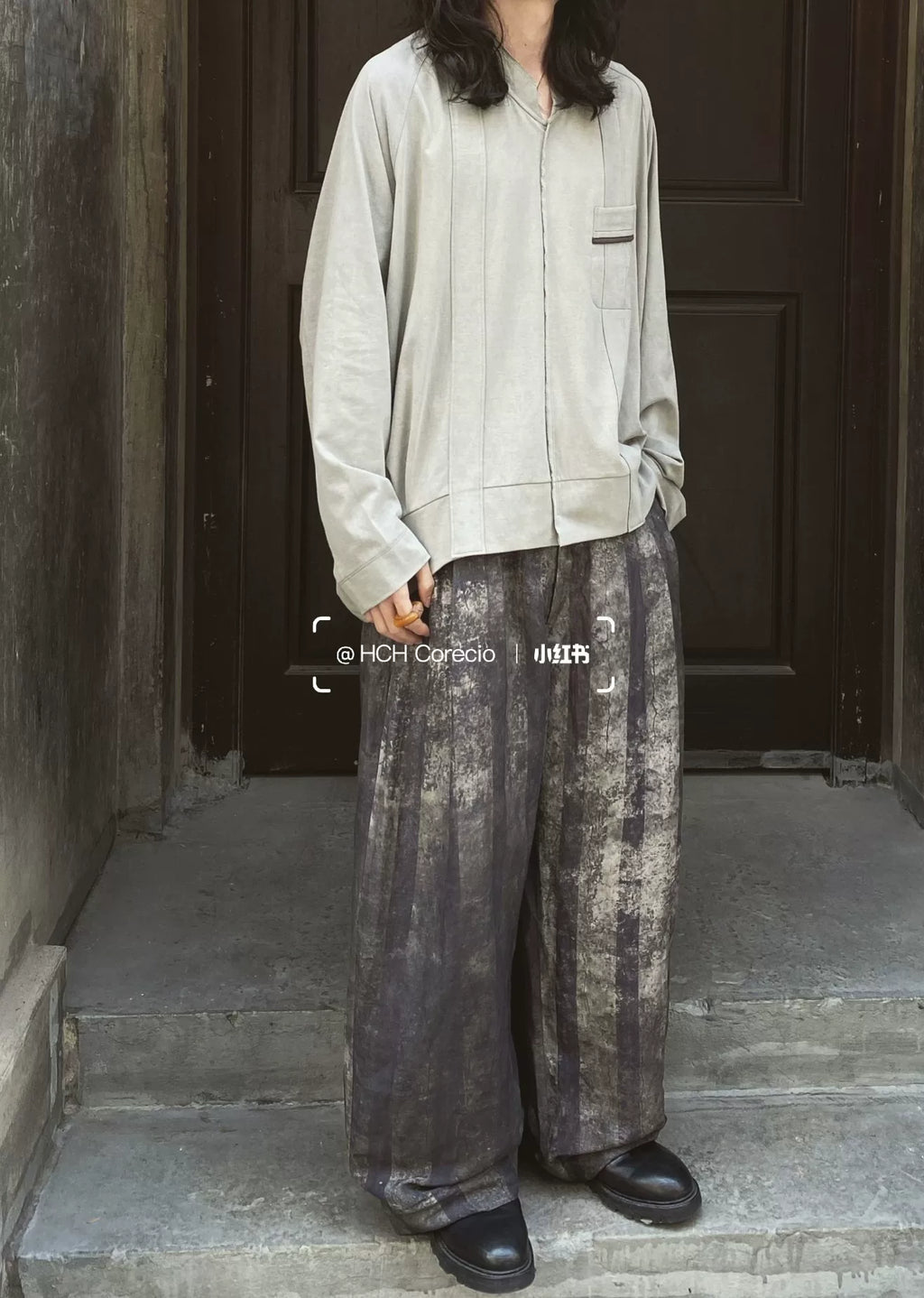 Ziggy Chen Wide-Leg Striped Jacquard Pants