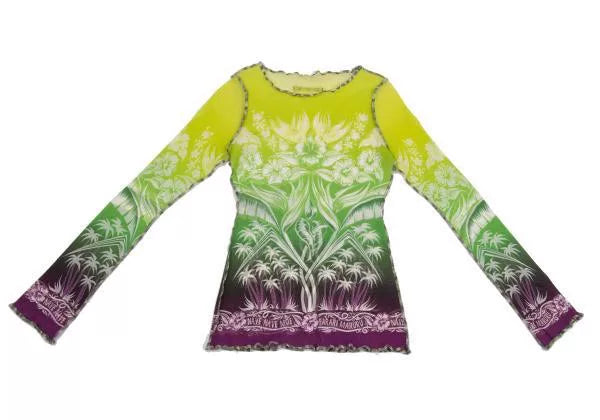 Jean Paul Gaultier Vintage Green Floral Mesh Top