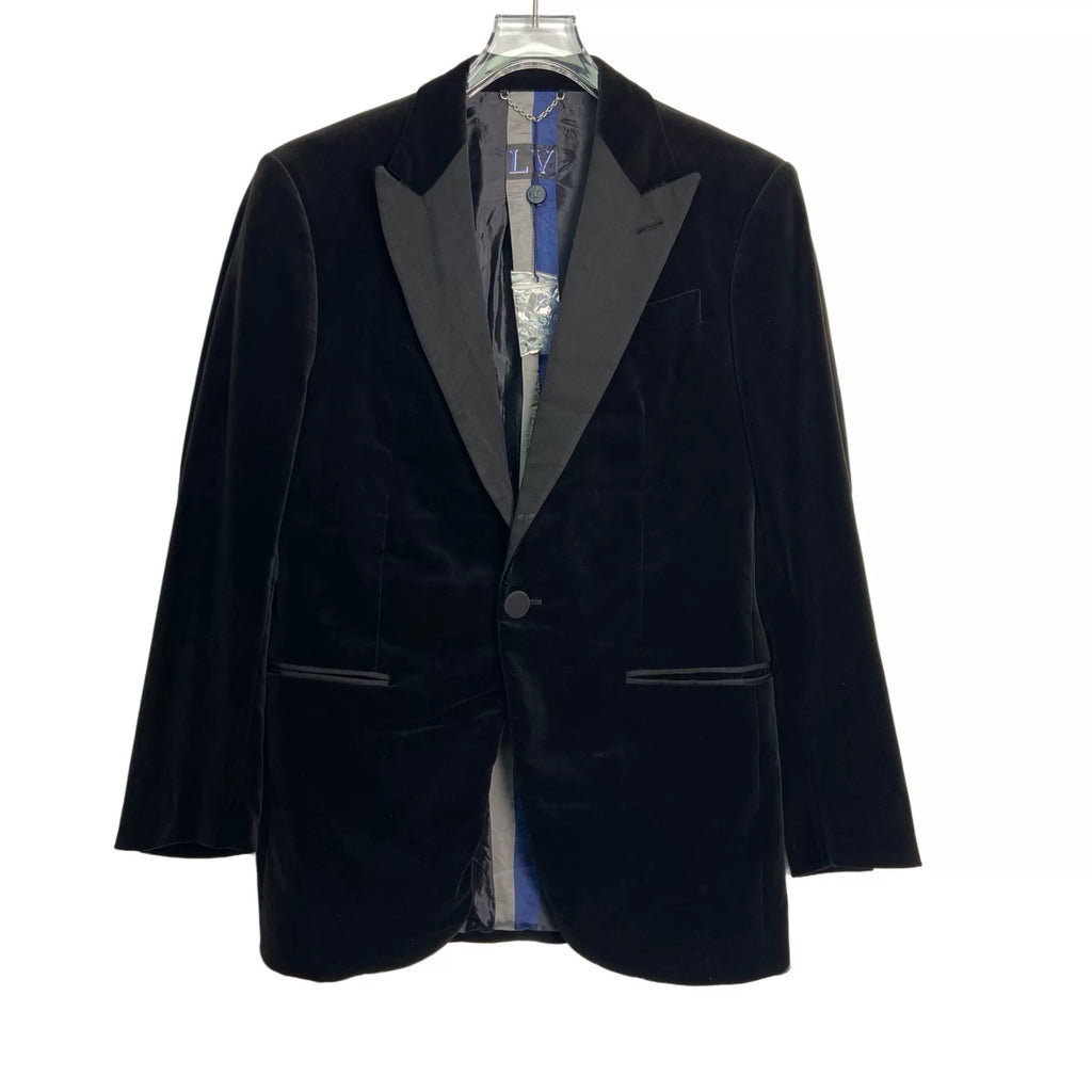 Louis Vuitton Black Collared Single-Breasted Velvet Blazer