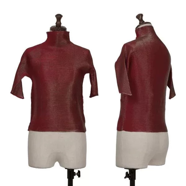Issey Miyake Vintage Red Gold Foil Pleated Top