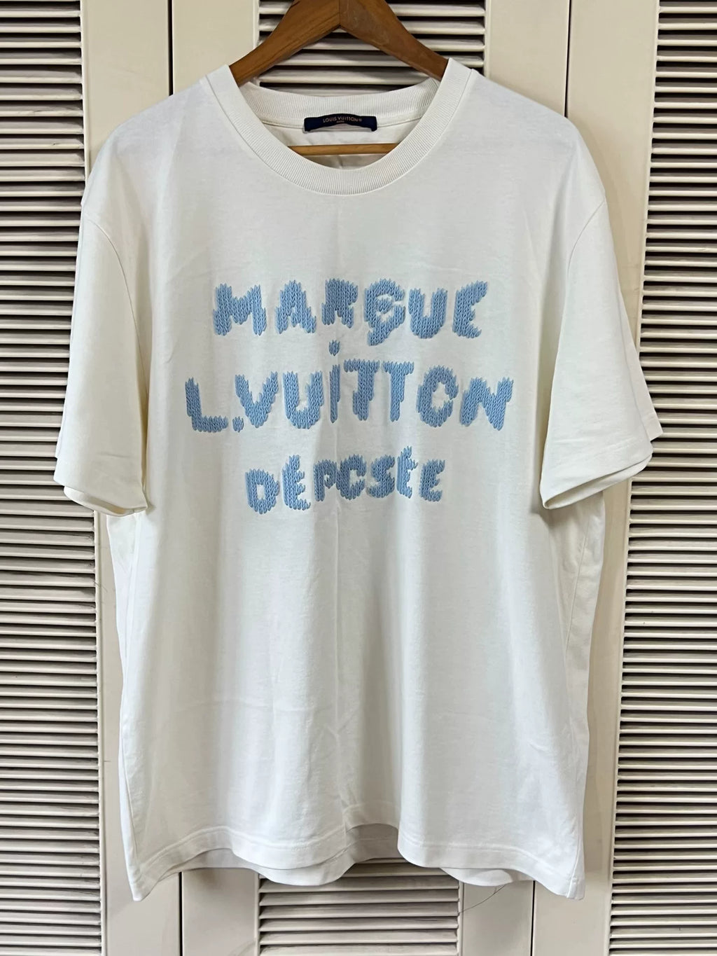 Louis Vuitton XXL SS26 Short Sleeve Top Wool Embroidered White T-Shirt