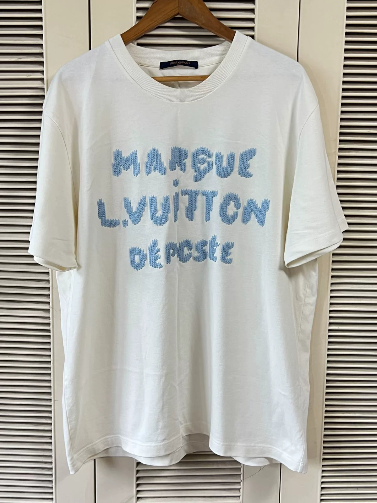 Louis Vuitton XXL SS26 Short Sleeve Top Wool Embroidered White T-Shirt
