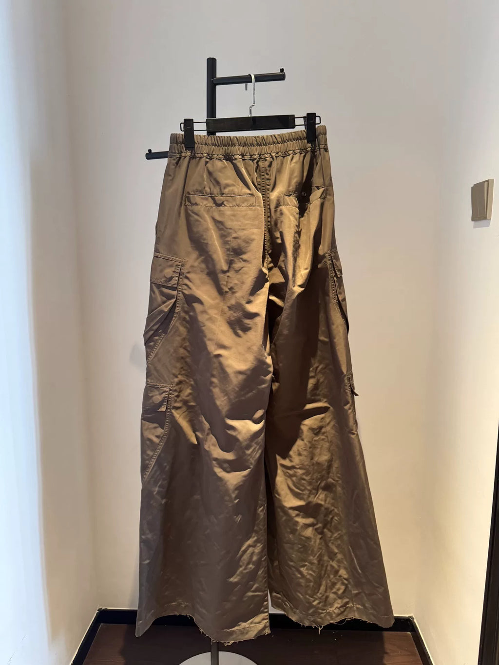 Rick Owens Bela Cargo Brown Nylon Wide-Leg Pants