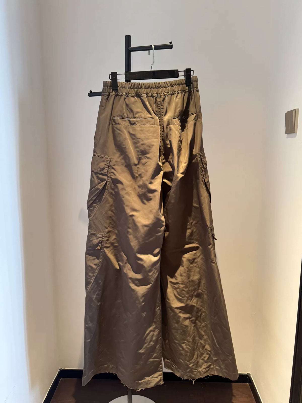 Rick Owens Bela Cargo Brown Nylon Wide-Leg Pants