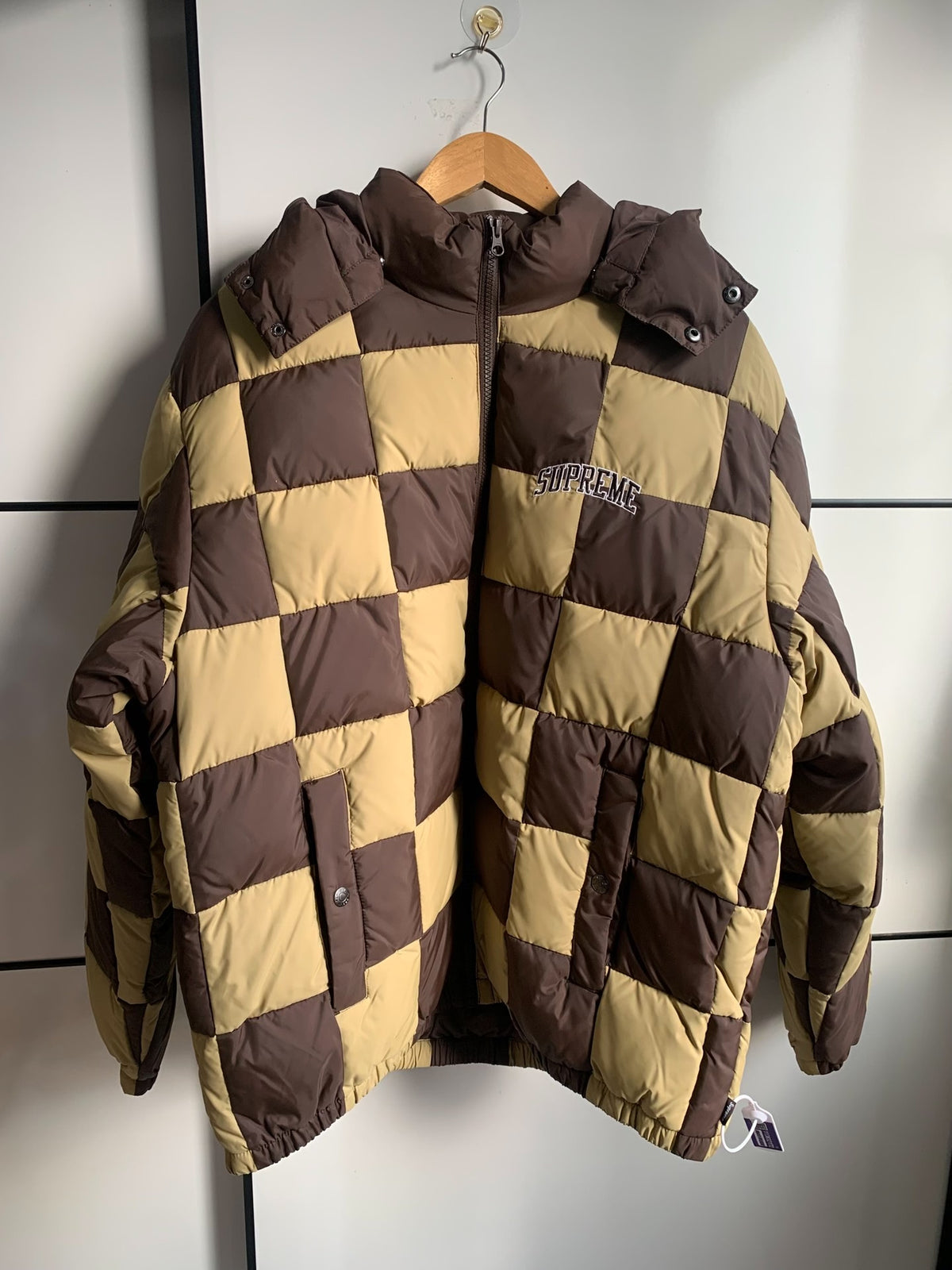 Supreme FW19 Checkerboard Puffy Down Jacket