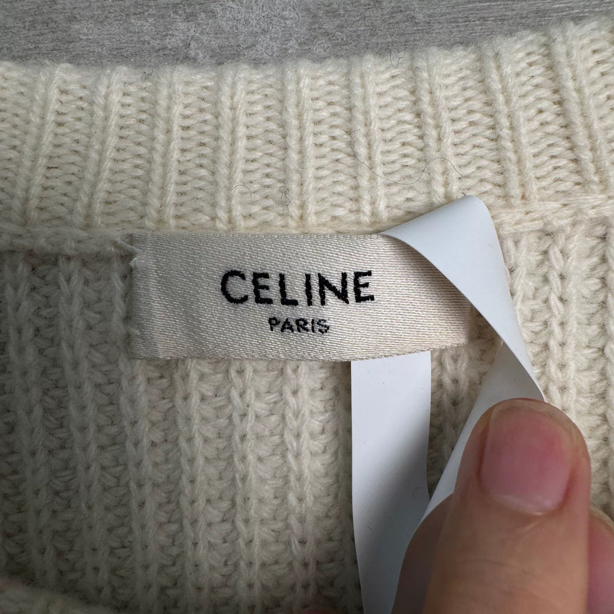 Celine Wool Off Studded Logo Fuzzy Sweater