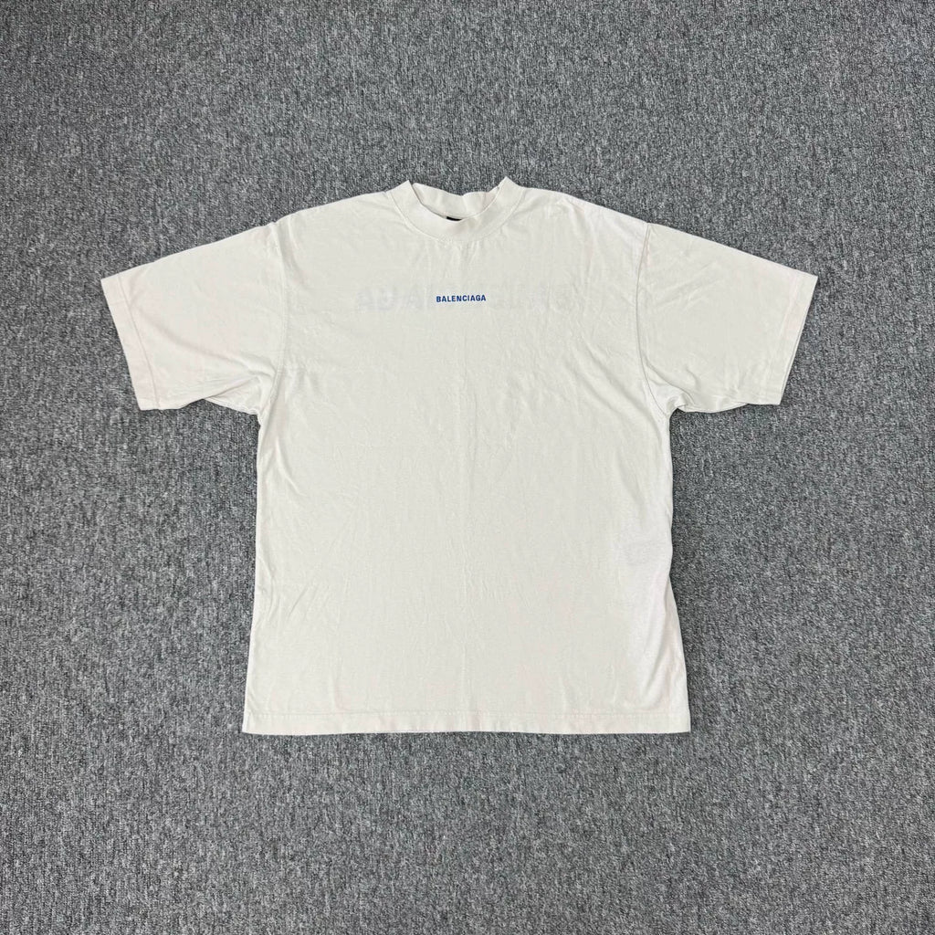 Balenciaga FW25 distressed embroidered logo short-sleeve T-shirt