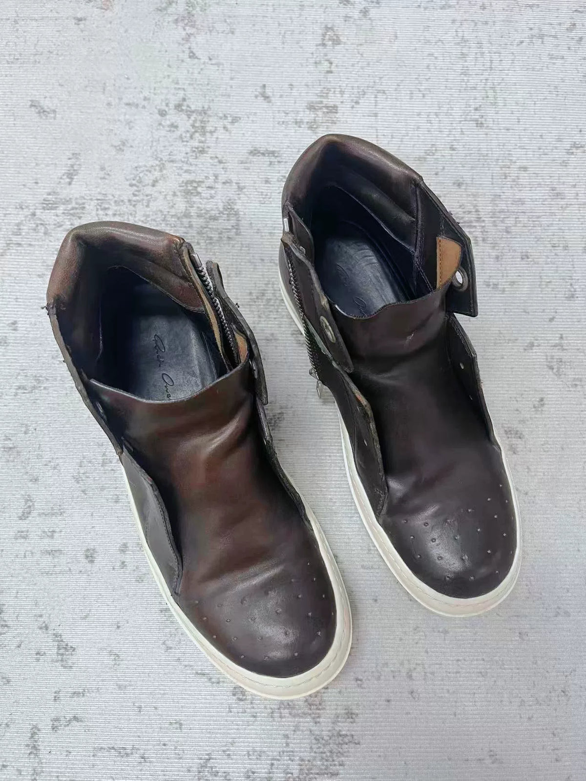 Rick Owens Brown Island Dunk Sneakers
