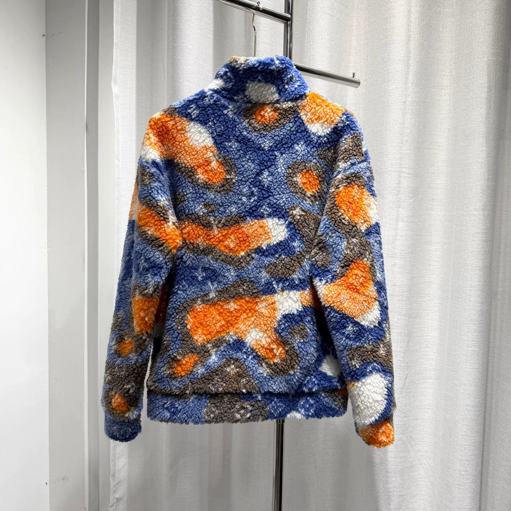 Louis Vuitton Fleece Camo All-Over Print Stand Collar Wool Jacket