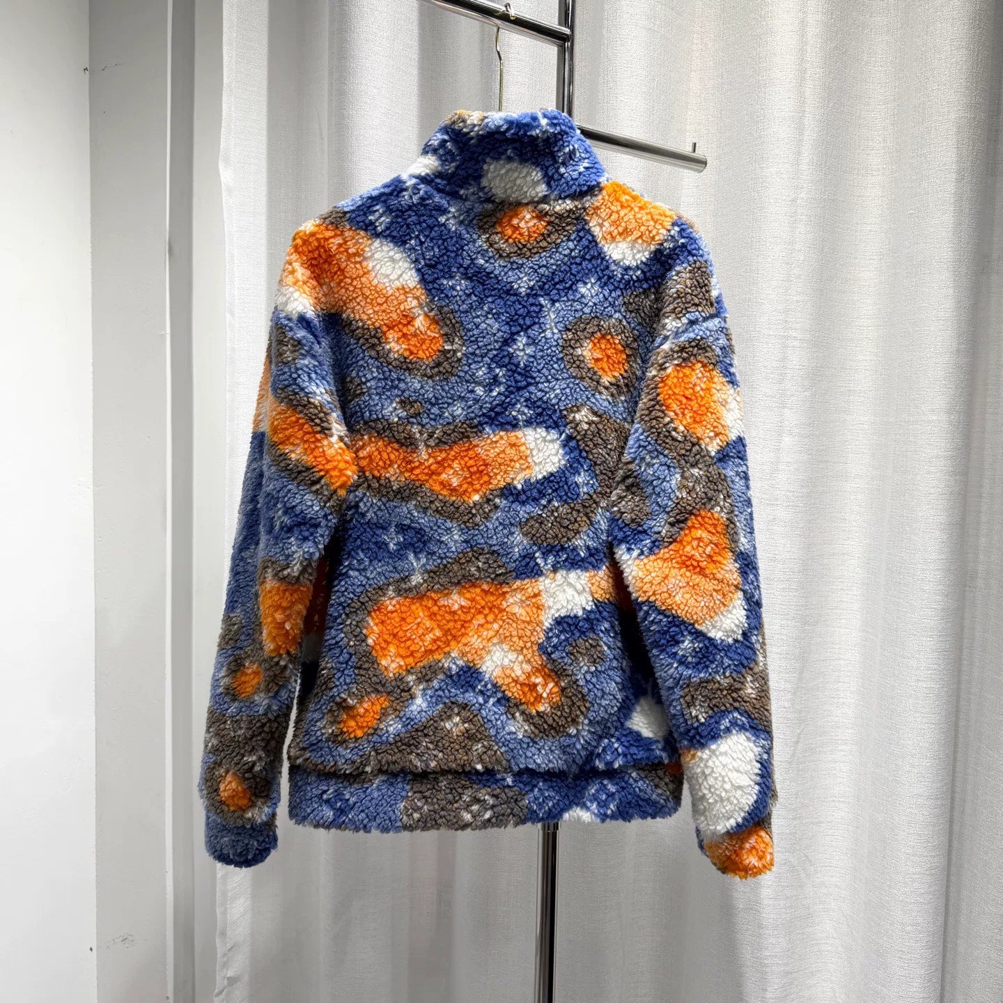 Louis Vuitton Fleece Camo All-Over Print Stand Collar Wool Jacket