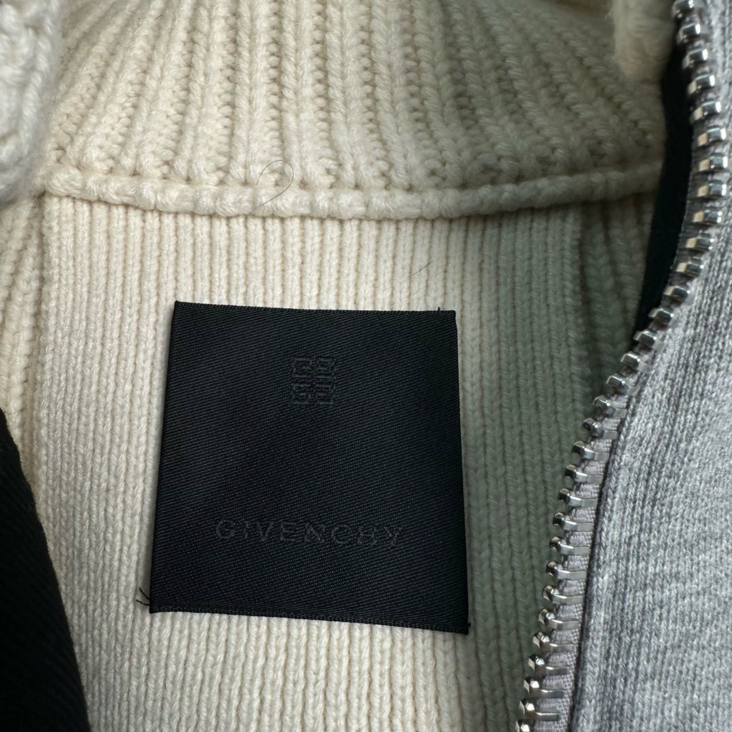 Givenchy Patchwork Fake Two-Piece Zip-Up Hooded Knit Sweater