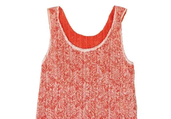 Issey Miyake Vintage Watermelon Red Floral Pleated Top