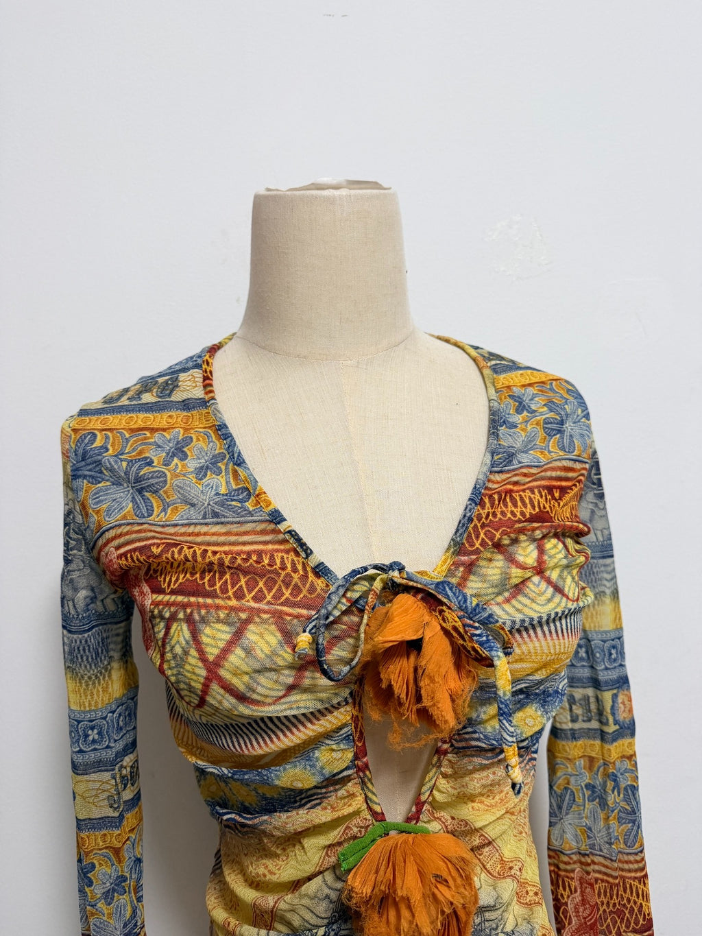 Jean Paul Gaultier Printed Top Mesh Top